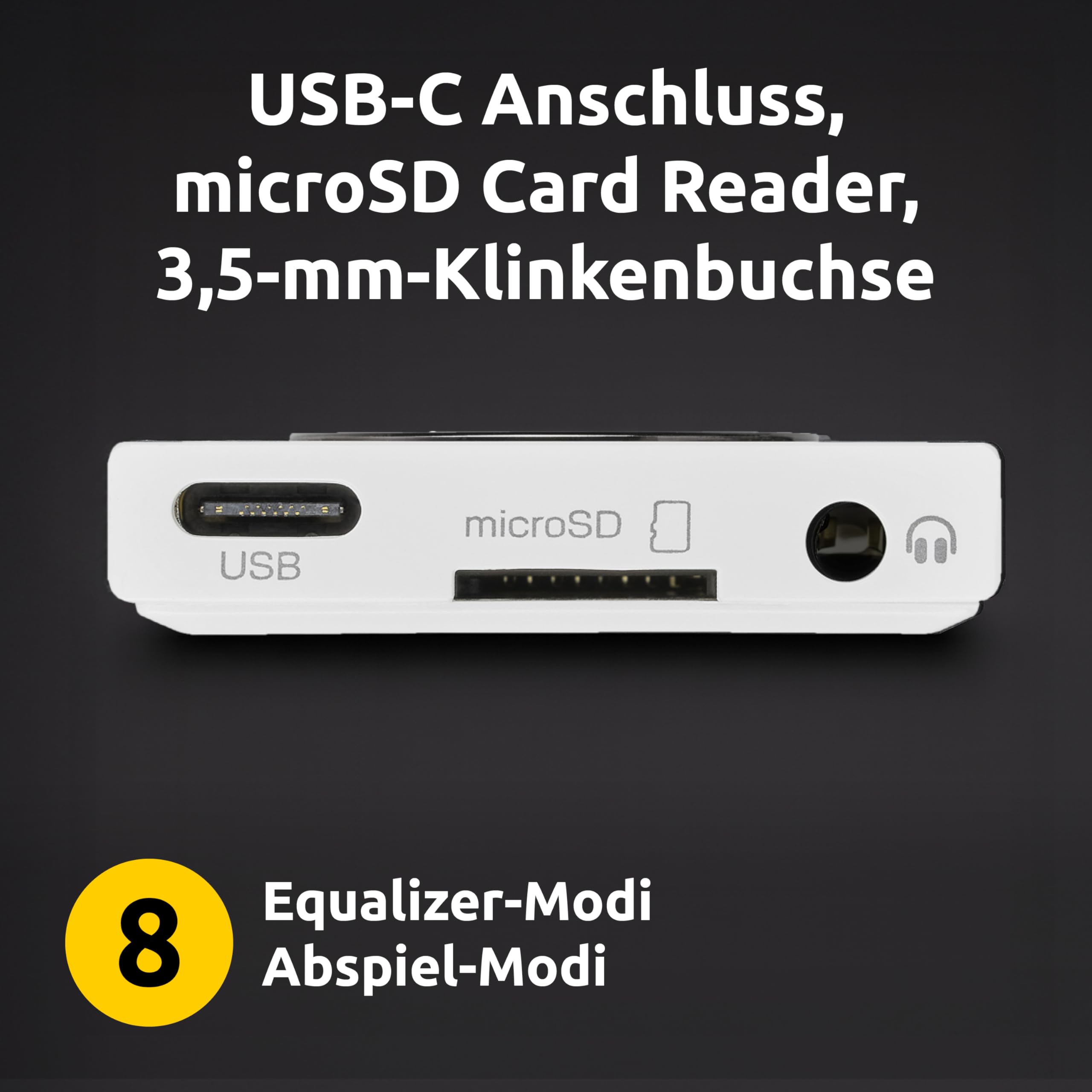 Intenso MP3 Player Video Scooter BT mit Bluetooth 5.0, 1,8 Zoll Farbdisplay, 16 GB microSD, USB-C, bis 18h Akku, inkl. Kopfhörer, weiß