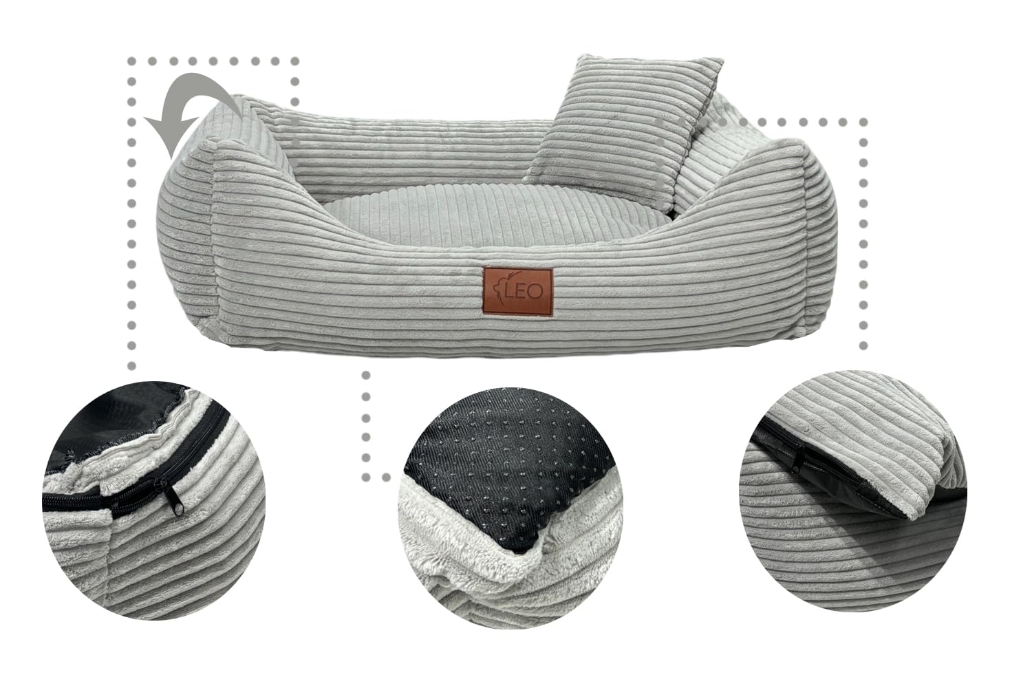 Hundebett Cord Waschbar Bezug Für kleine mittelgroße und große Hunde Hundekissen Hundesofa Hundekorb (Olive, L 100x80)