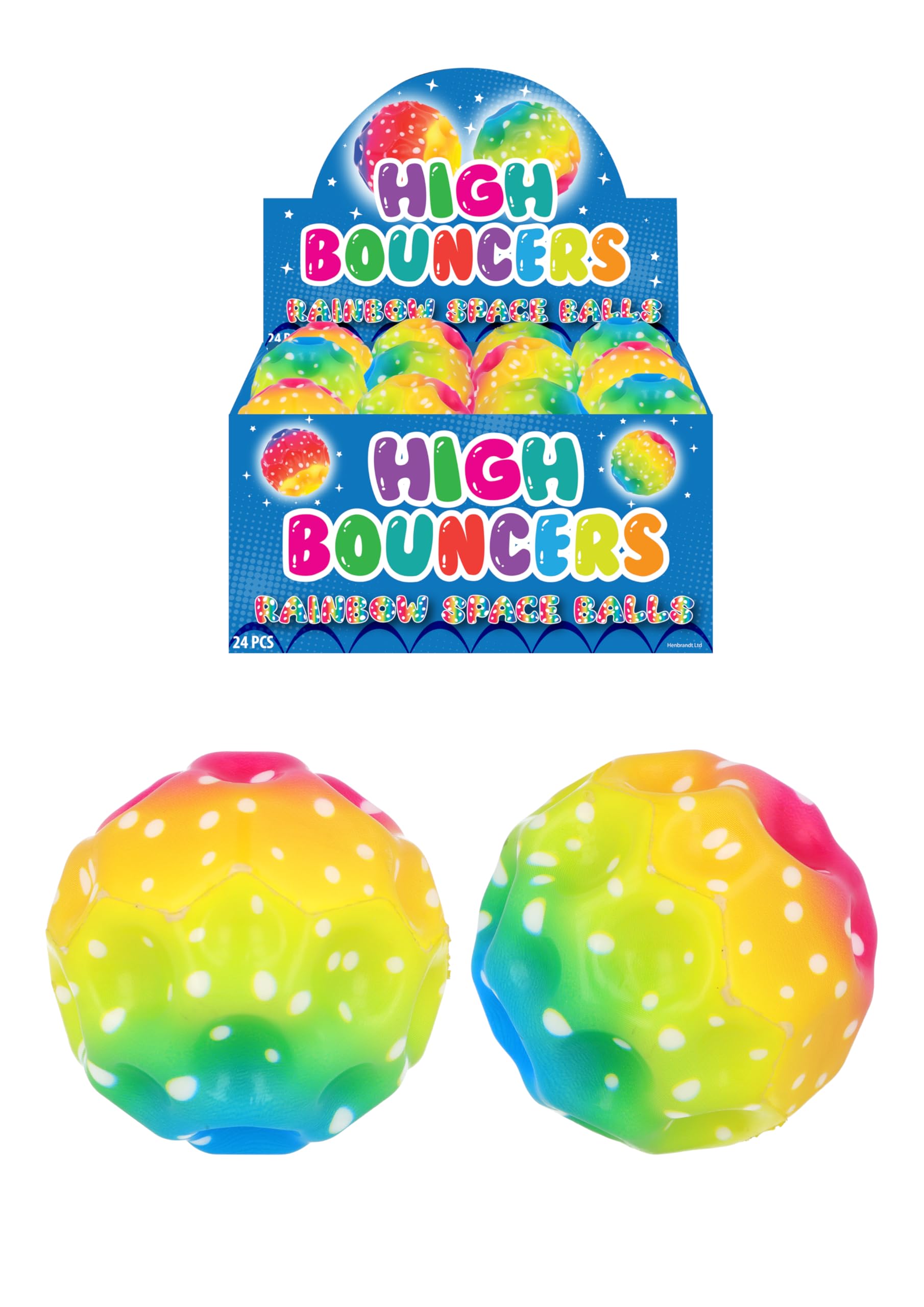 HENBRANDT 1x 7cm High Bounce Rainbow Space Ball - Colourful Bouncy Ball, Party Bag Fillers, Stocking Fillers, Novelty Toy
