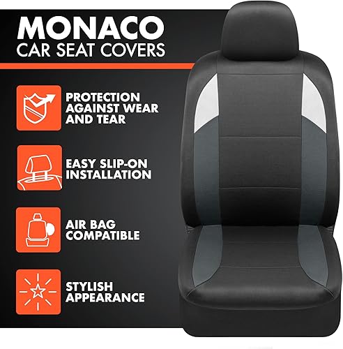 Miniatura 2 de carXS Monaco - Juego completo de fundas de asiento de automóvil de color gris carbón para automóvil fundas de asiento delantero de tres tonos con