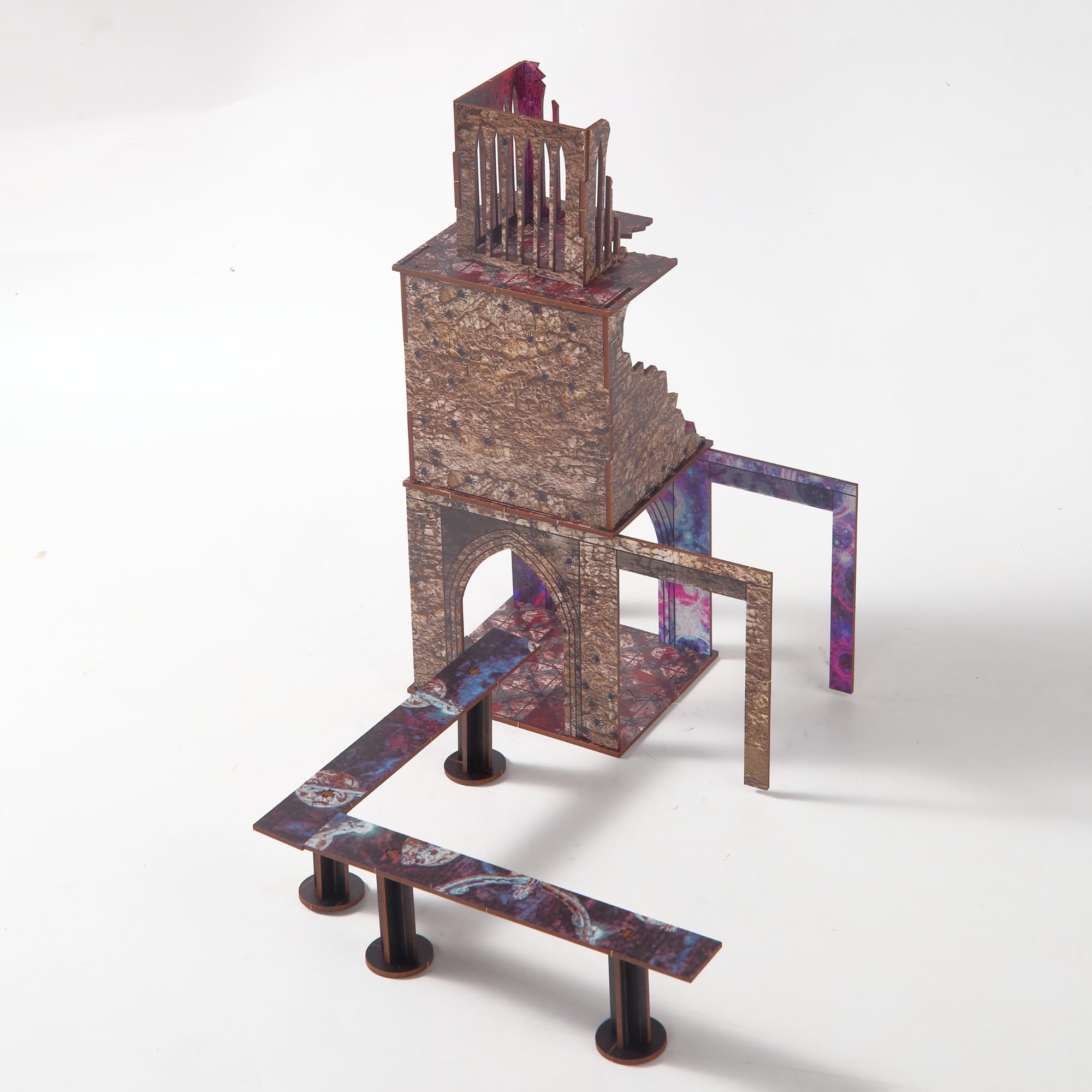 Epic-Juego de Terreno Desmontable de construcción en ruinas y Puentes para WH40K D&D Pathfinder de 28 mm, Accesorios modulares de Juego de Guerra TTRPG en Miniatura para batallas de Mesa Que mejoran