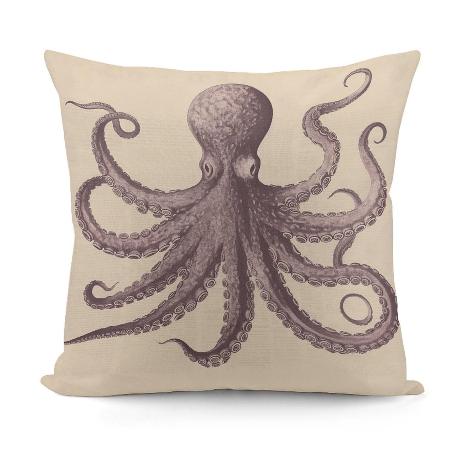 VstaDank Vintage Octopus Throw Pillow Covers 18x18 Inch Soft Couch Home Decor Cushion Cover Comfortable Plush Square Cushion Case Farmhouse Decorative Pillowcase for Living Couch