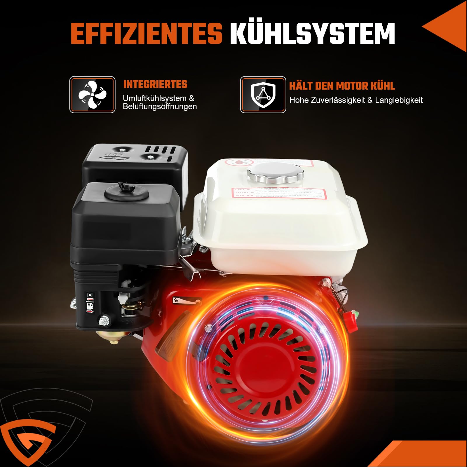 7 PS Benzinmotor Standmotor Kartmotor Antriebsmotor mit 20 mm Ø Welle, Ölmangelsicherung, 4-Takt, 1 Zylinder Benzin Motor, 212 ccm Hubraum, luftgekühlt, Seilzugstart