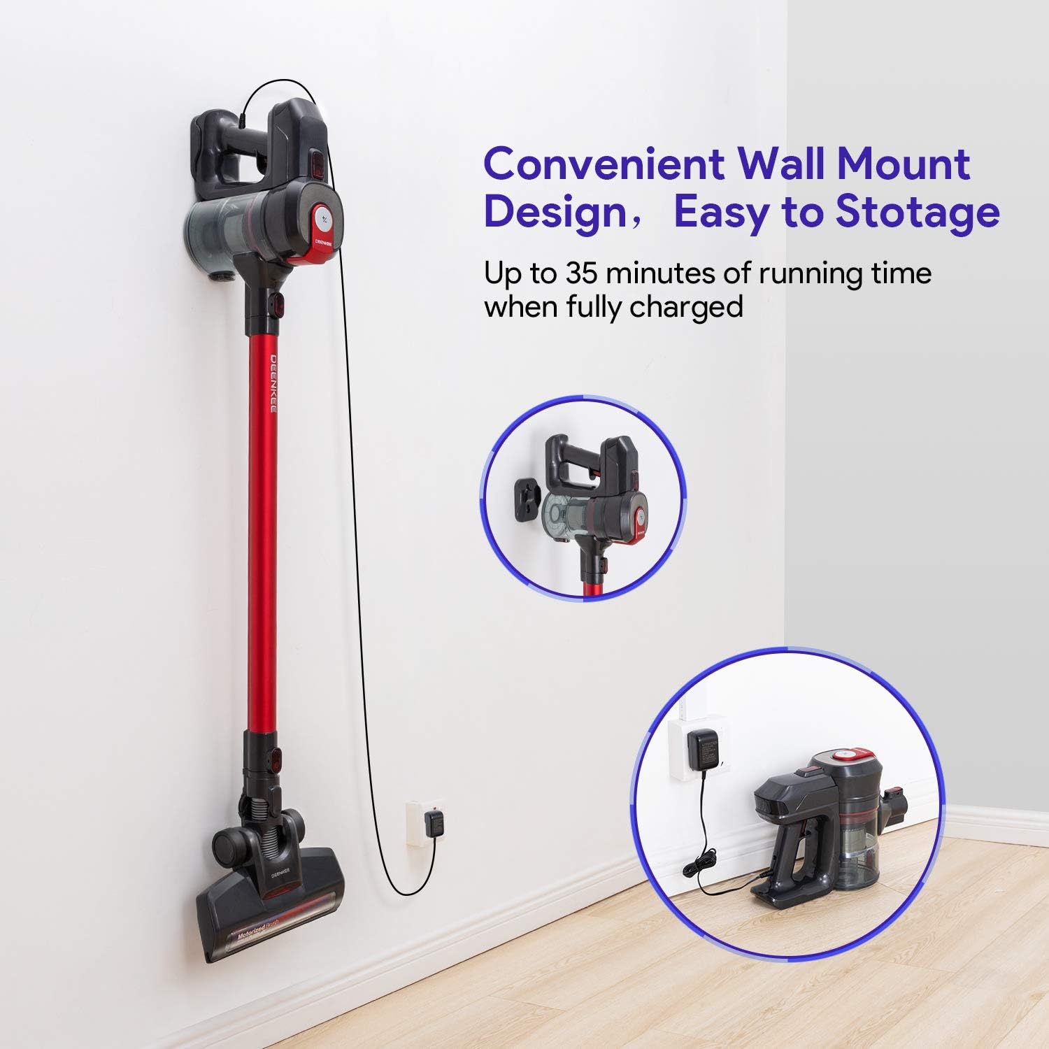 Bеѕt Cуbеr Dеаlѕ 🔥 DEENKEE 6 in 1 Cordless Stick Vacuum Cleaner, 250W 18Kpa Powerful Suction, 35Min Runtime & 2 Modes, Lightweight Stick Handheld Vacuum Cleaner (Red-A)