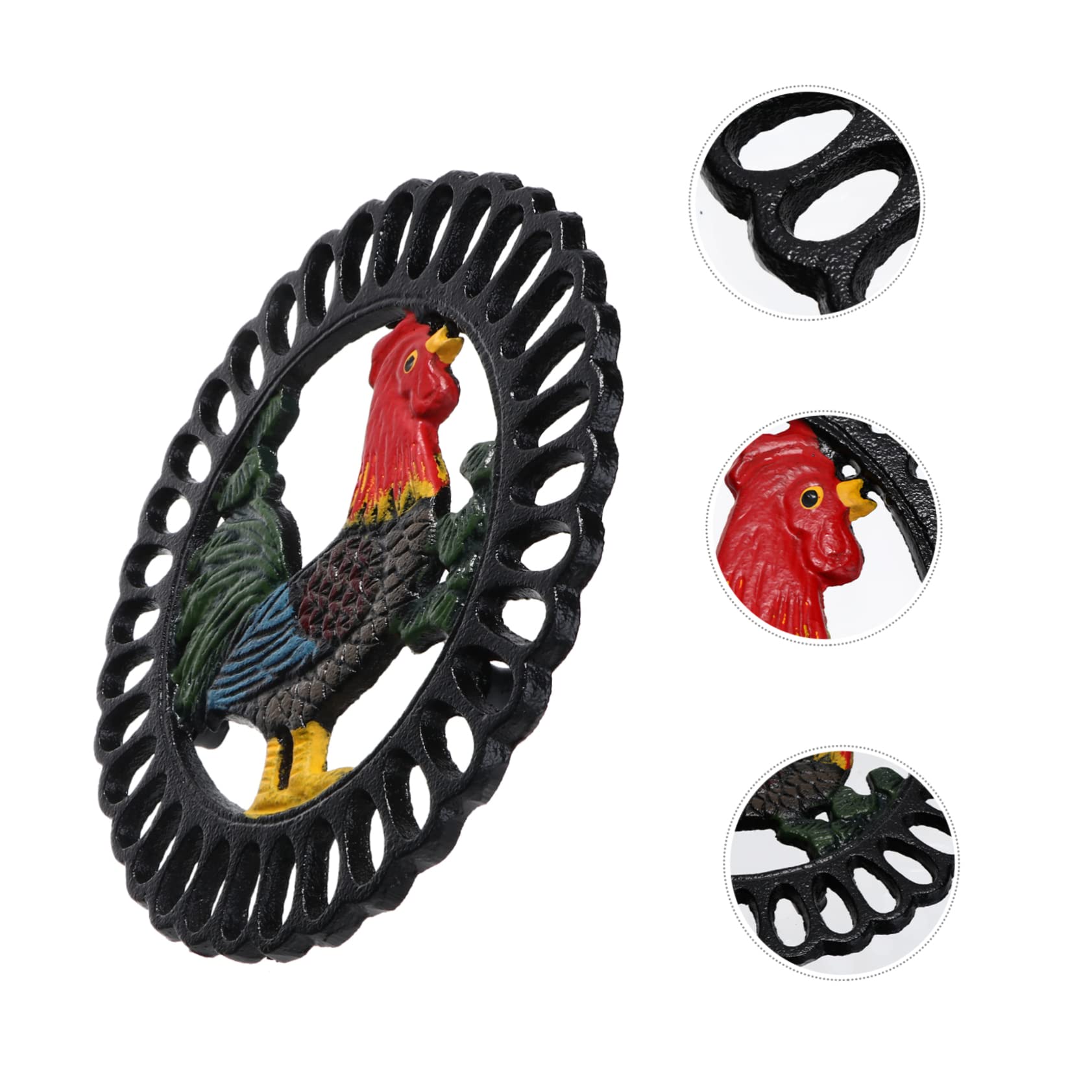 Sottopentola a Forma di Gallina in Ferro Decorativo, 1 Pezzo