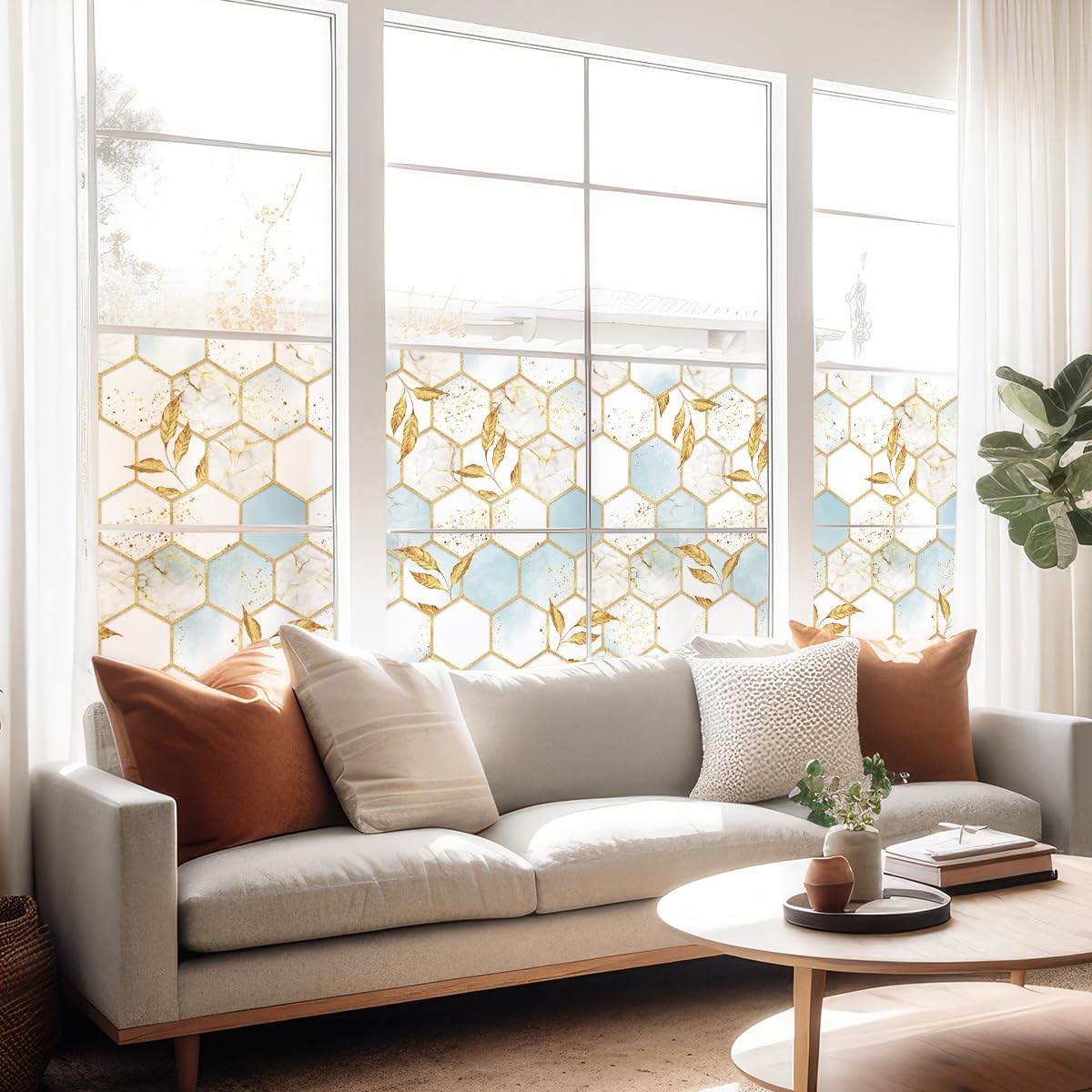Ambiance Sticker Anti-Blackout Window Film Adhesive – Chic Honeycomb – Privacy Screen Sticker for Windows and Shower Doors XL – H40 x L200 cm