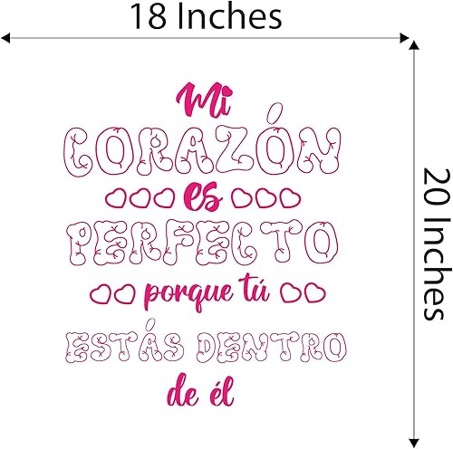 Miniatura 4 de Spanish Wall Decals for Girls Bedroom - Mí corazón ES Perfecto porque tú estás dentro de él Inspirational Love Quote in Spanish Home Wall Sticker -