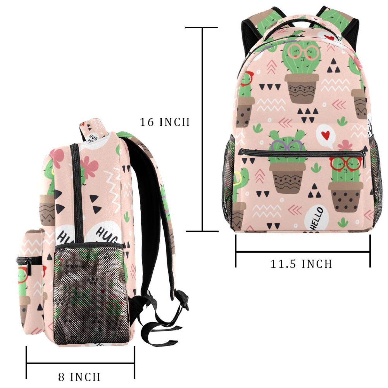Mochila para laptop, diseño de cactus rosa, mochila escolar duradera para la universidad y la escuela secundaria, resistente al agua, mochila de viaje y senderismo