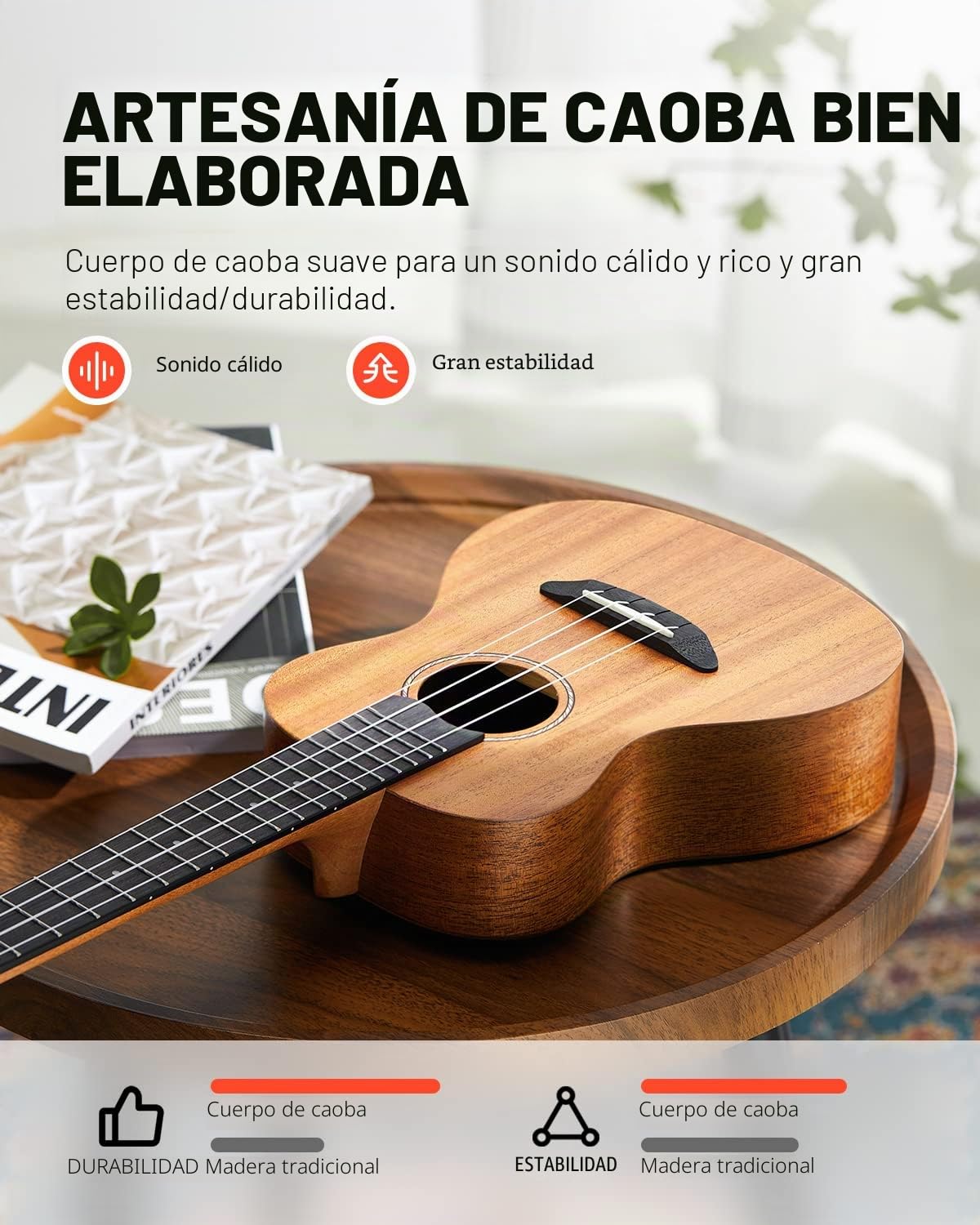 Ukelele Donner de madera de caoba