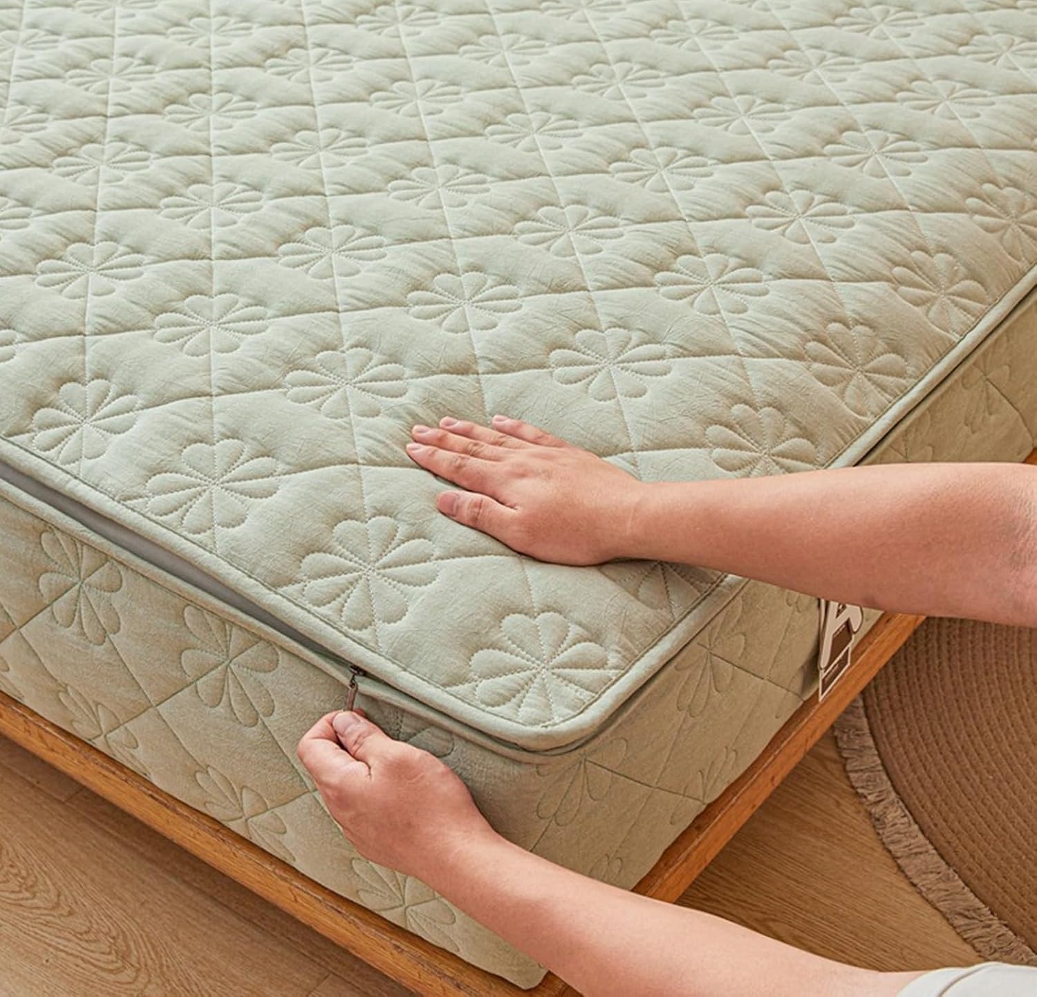 Protège Matelas Housse Alèse Coton 360° Zip Lavable Respirant