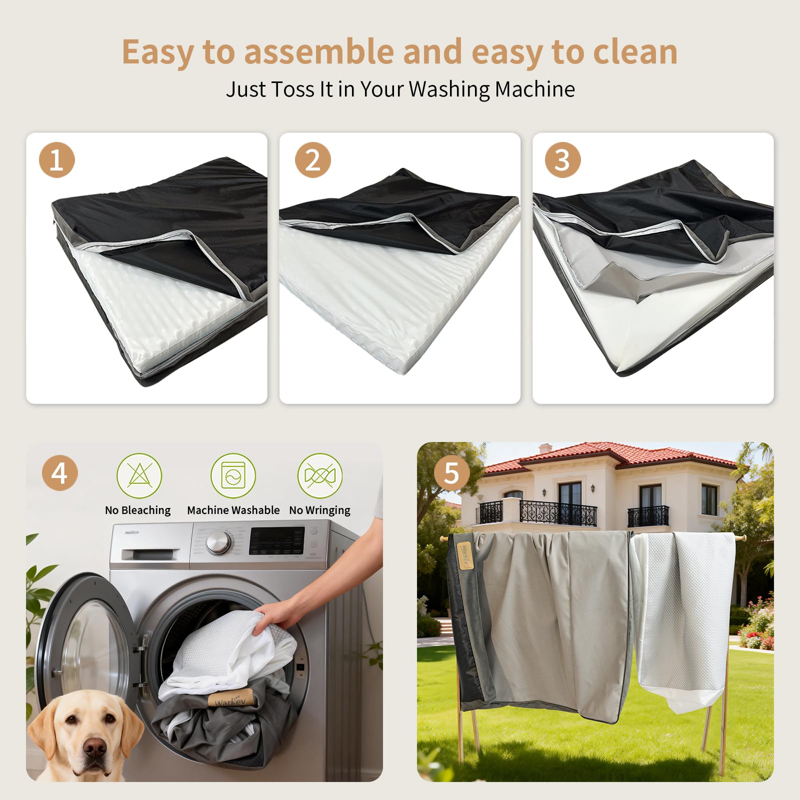 Large Dog Bed with Cooling Gel Memory Foam, Orthopedic Waterproof Pet Bed with Washable Cover & Non-Slip Bottom, Cooling Dog Couch Bed, Size: 40"*31.9 "8.1" - image 6