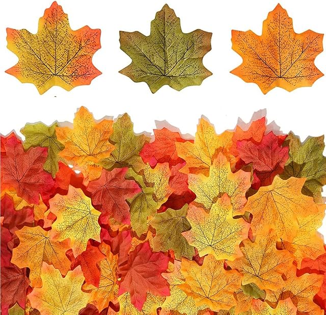 Jwssor Artificial Leaves,300pcs Fake Leaves,Artificial Green Leaves,Autumn Leaves Decoration for Autumn DIY