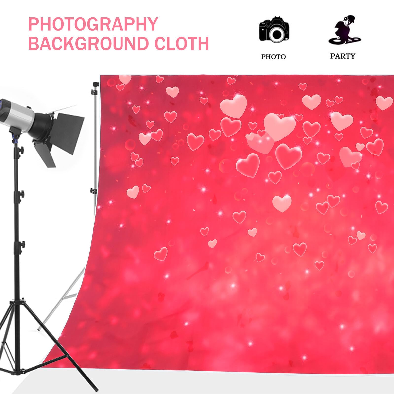 Housoutil Sfondo Fotografico Poliestere Motivo a Cuore per Decorazioni Matrimonio e Feste di San Sfondo per Eventi e Foto di Famiglia Decorazione Murale Pieghevole per Studio Fotografico
