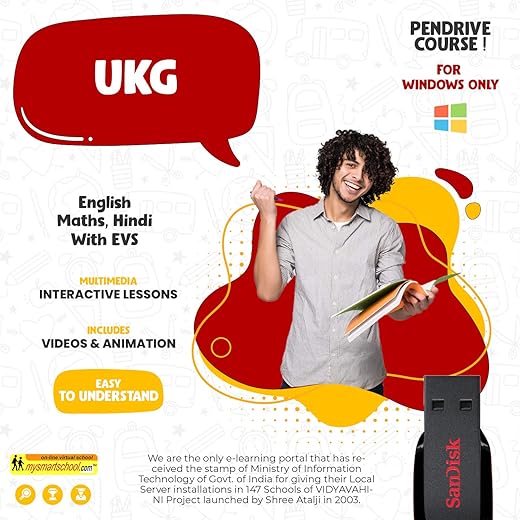 Class UKG CBSE NCERT USB Pendrive Course (Engilsh Maths Hindi Evs) with FUN Songs in English and Hindi Plenty of Rhymes Stories FUNSHEETS…