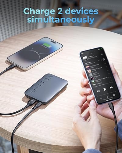 Miniatura 3 de VOLTME Mini cargador portátil, cargador USB C de 10000 mAh, batería de carga ligera delgada de alta velocidad de 22.5 W, doble salida compatible con