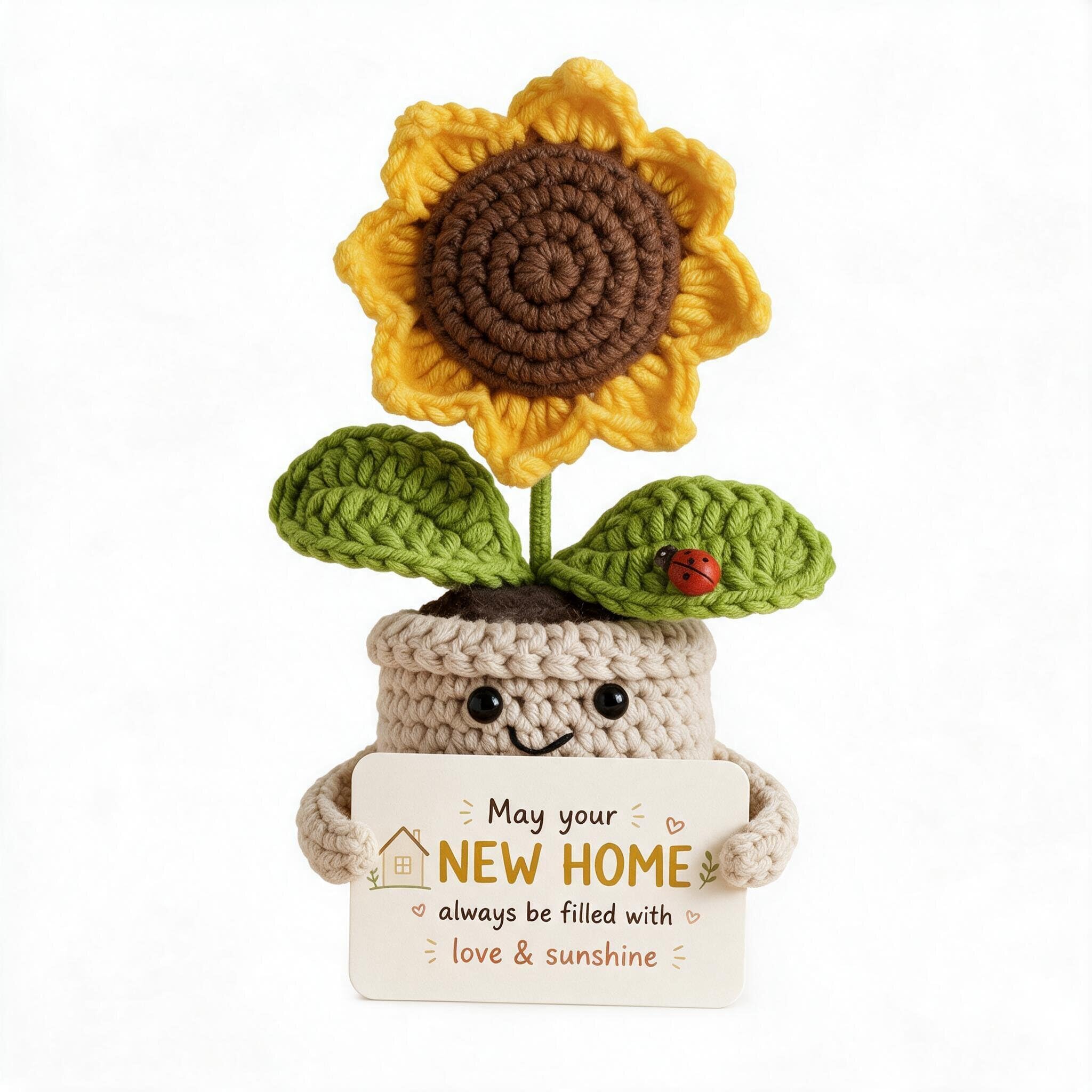 New Home Gifts for Couple, Crochet Sunflower Pot, House Warming Gifts
