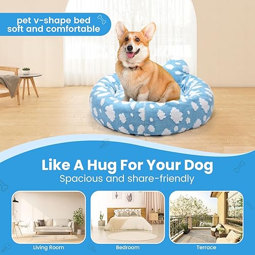 Miniatura 6 de Cama para gatos y perros, cama extraíble y acogedora para gatos, lavable, redonda, bonita cama para perros con jacquard para gatos y perros pequeños