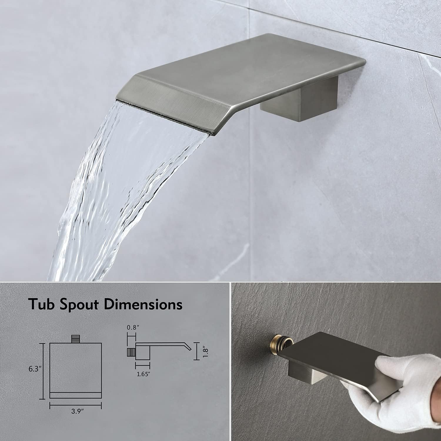 Bathtub Shower System Brushed Nickel Shower Fixtures 8 Inch Rain Mixer Shower Faucet Combo With Waterfall Shower and Tub Faucet set Complete - - 