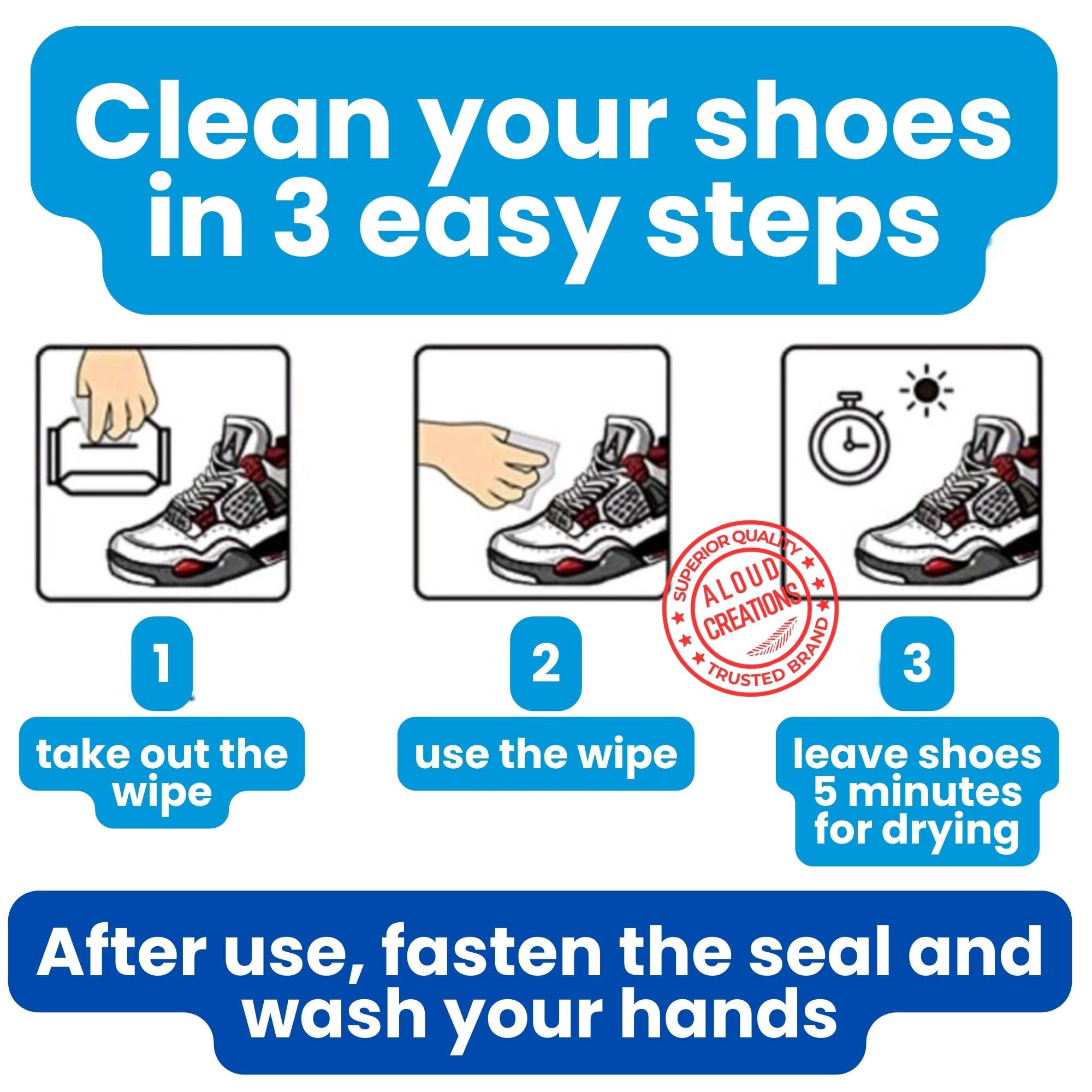 ALOUD CREATIONS Natural Sneaker & Shoe Cleaner Wipes | 1 Packs of 80 | Instant Sneakers Cleaner Wipes | Shoe Wipes Cleaning Kit to Remove Dirt & Stains on Footwear 1