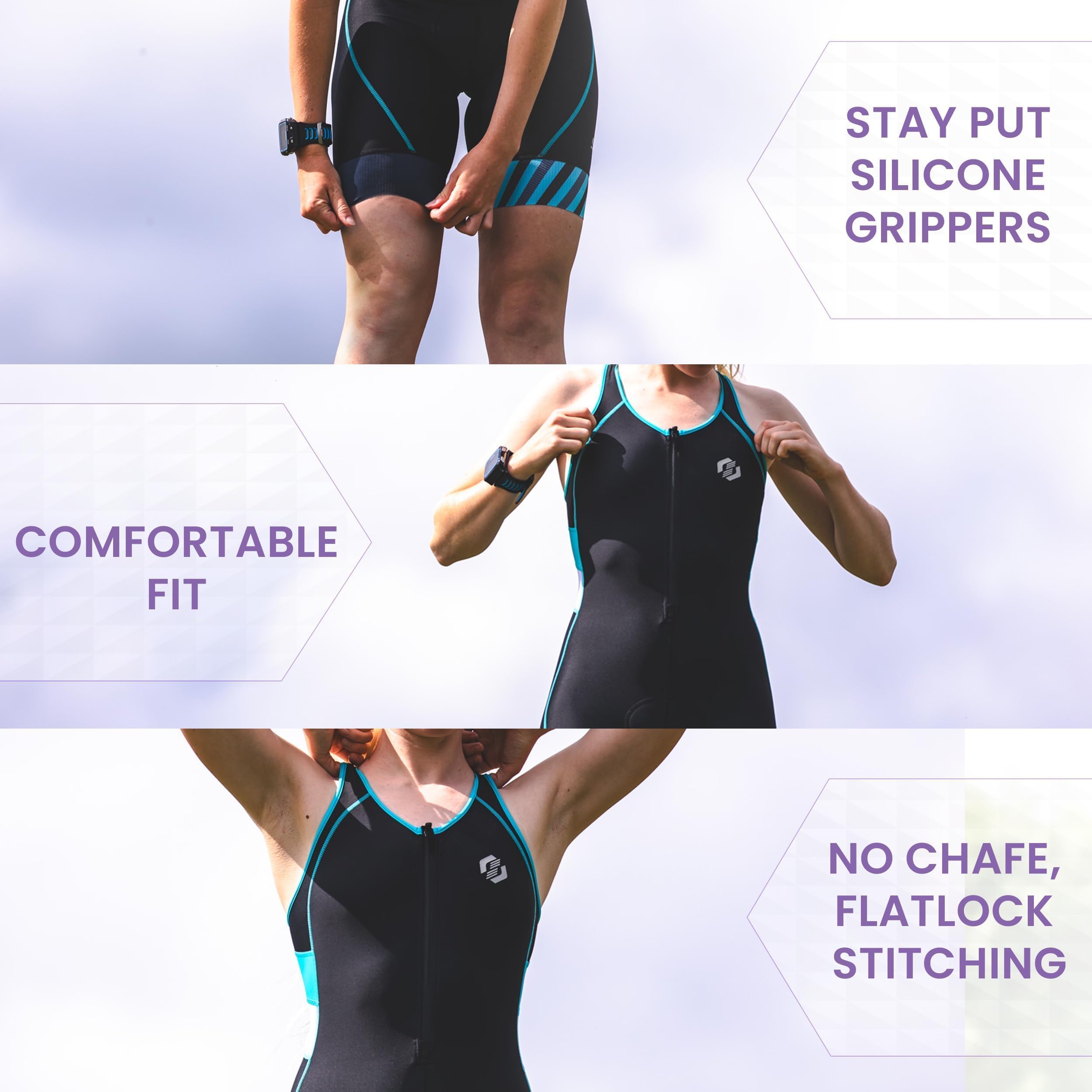 SLS3 Costumes de Triathlon pour Femme - Trisuit sans Manches pour Femme