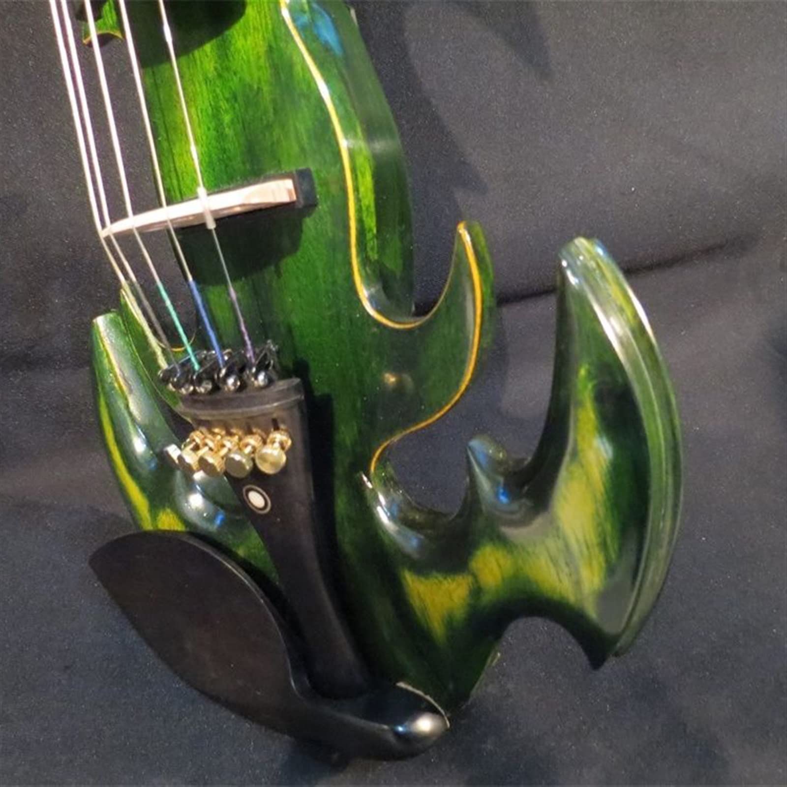 Strumento Musicale per Violino Elettrico A 5 Corde 4/4 in Legno Massello Verde Parte in Ebano con Archetto Violini per Studenti