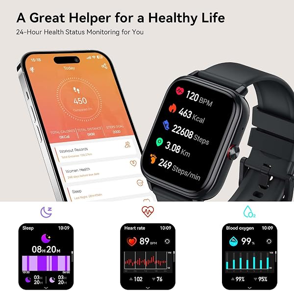 Smart Watch for Men Women, 2026 Smart Watch 20 Days Battery, Answer Dial Call Smartwatch 1.83" Fitness Trackers with Heart Rate/Sleep/Fitness Monitor IP68 Waterproof Activity Tracker for Android iOS - 2