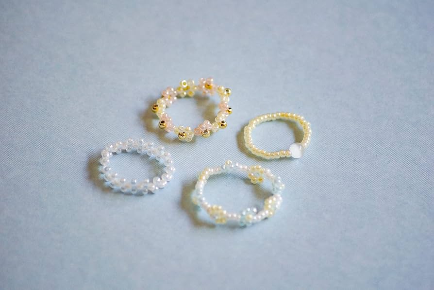 no.693 ビーズの指輪 ビーズリング　ハンドメイド Amazon | MIYUKI ビーズリング ハンドメイドキット パ ーリーカラー