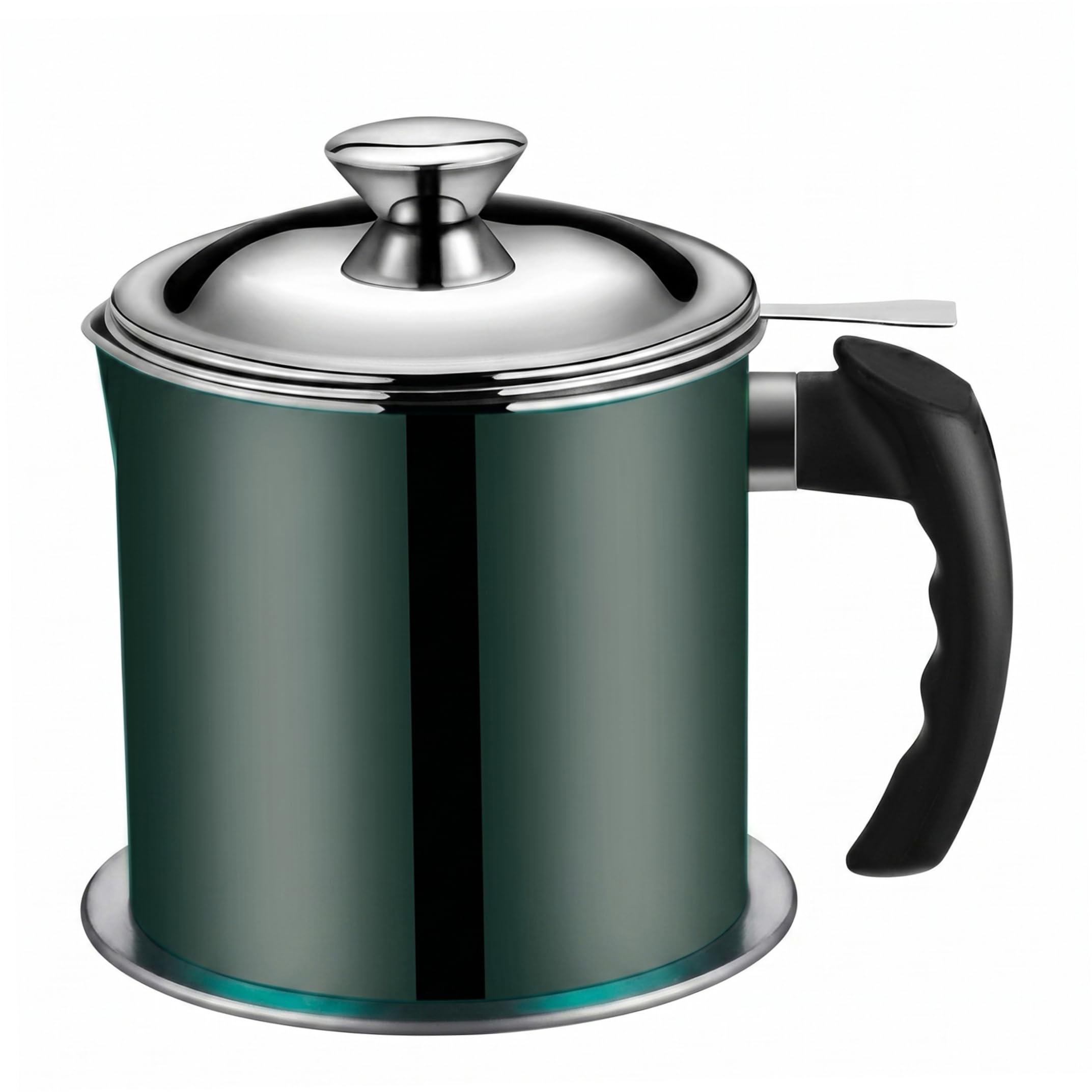 Xoeryoy Bacon Grease Container With Strainer, 1.3L Cooking Oil Container, Stainless Steel Kitchen Grease Separator With Heat-resistant Handle & Lid, Green