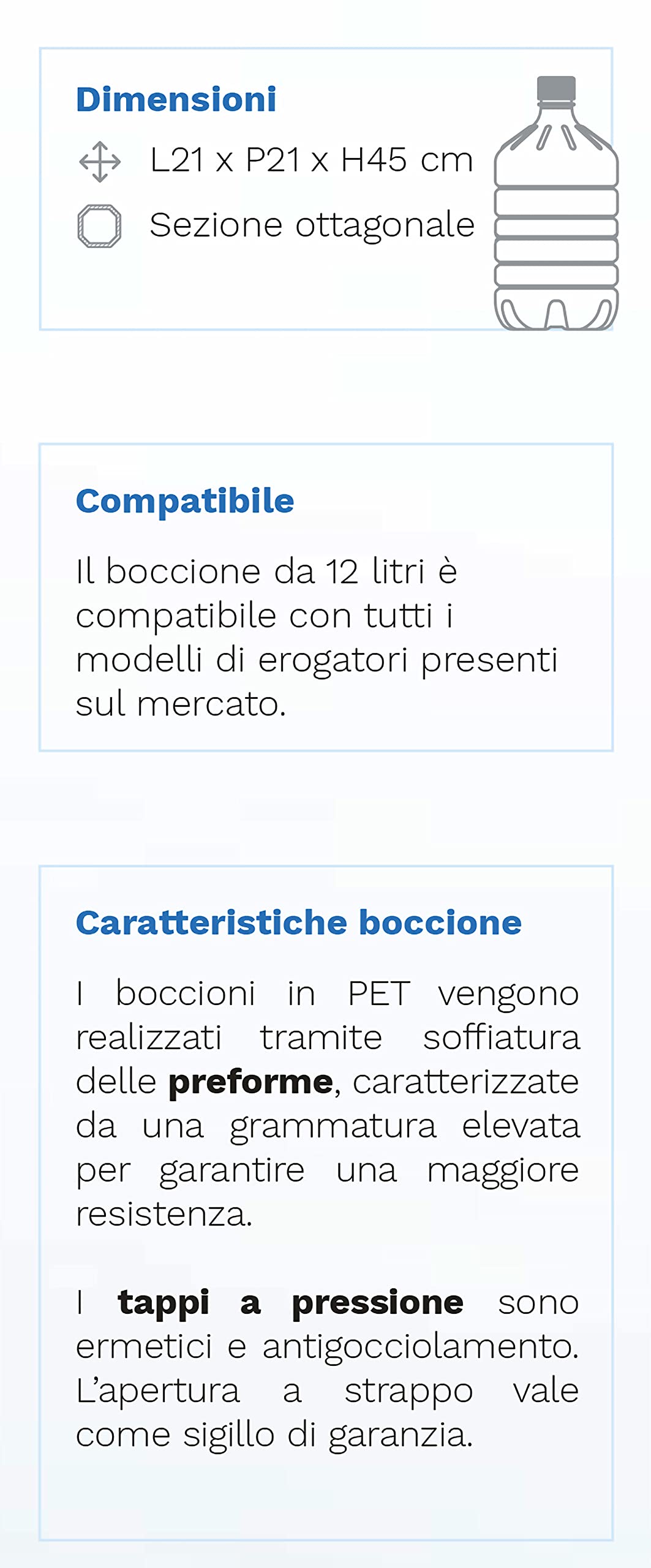 GOVITA - Set da 4 | BOCCIONE d'Acqua Naturale da 12 Litri in Pet monouso con Attacco Standard per Dispenser - BEVERINI CASA E Ufficio - Altezza 45cm (4)
