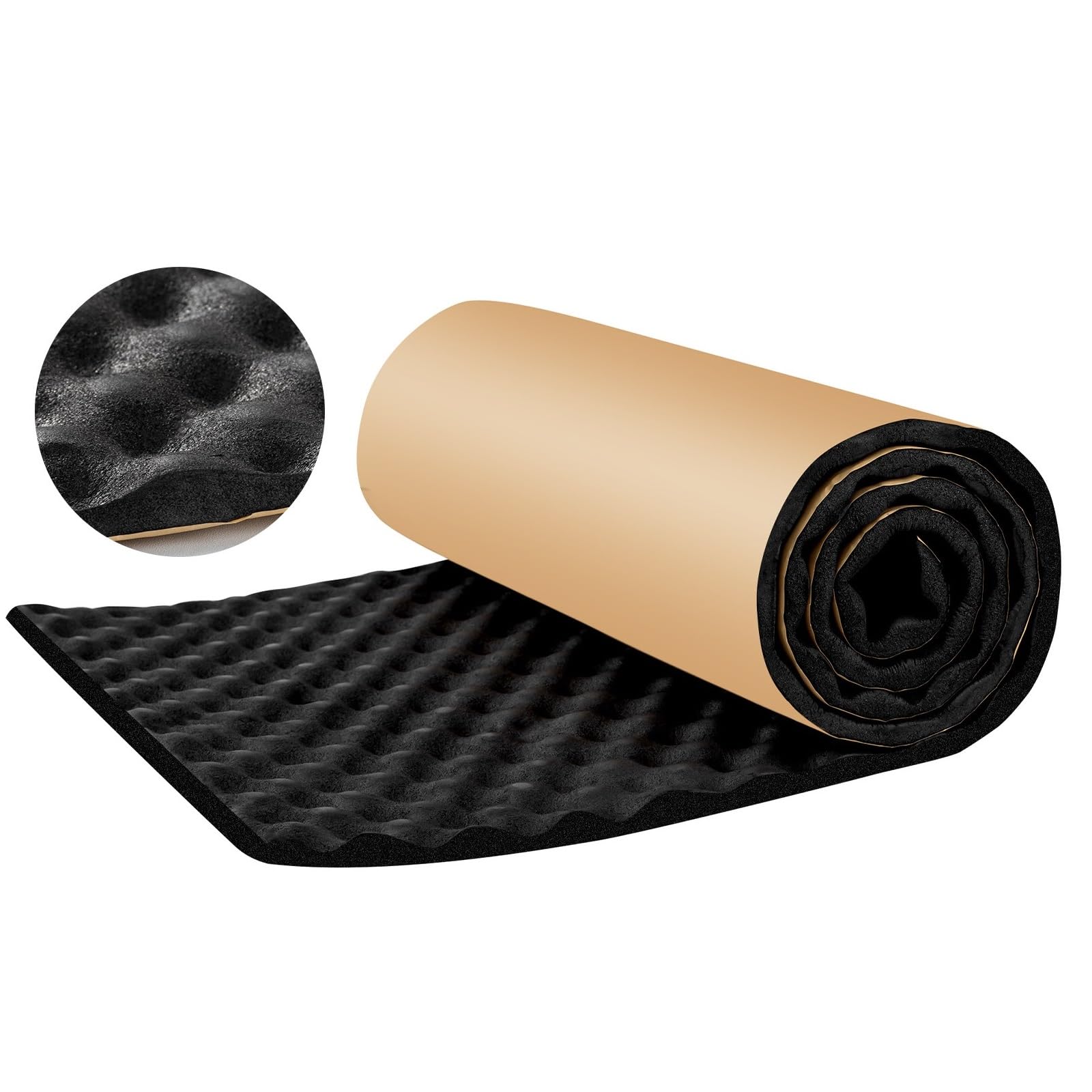 1 Roll Sound Proof Foam Panels Self Adhesive 200×50×2cm,Egg Crate Acoustic Foam for Recording Studio KTV Bedroom Gym (1sq.m/10.76sq.ft)