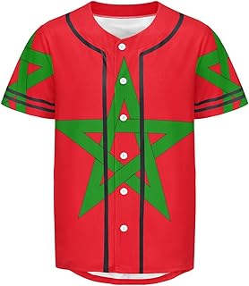 Vnurnrn Morocco Flag Mens Baseball Button Down Jersey Hipster Hip Hop T Shirts