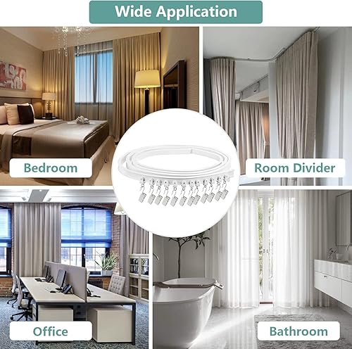 Miniatura 7 de Flexible Ceiling Curtain Track, Bendable Curtain Track Wall Mount Curved Curtain Ceiling Track Rail System 12FT Sliding Soft Ceiling Track for