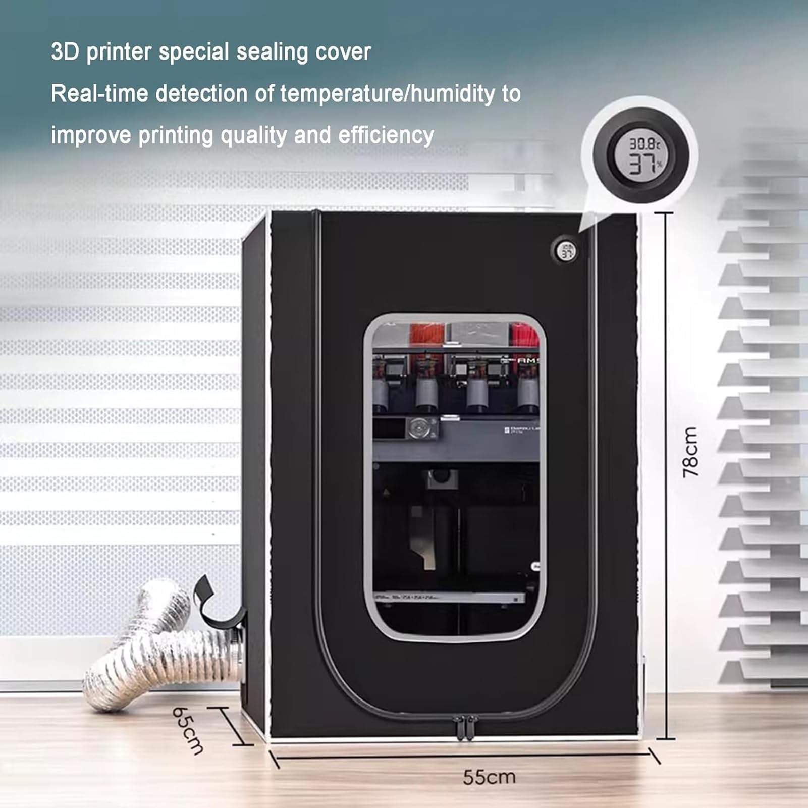 Duża żywiczna obudowa 3D z zestawem wentylacyjnym LED Light, wentylowana obudowa drukarki 3D Pokrywa namiotu, żywiczna obudowa drukarki 3D, dla optymalnego środowiska drukowania