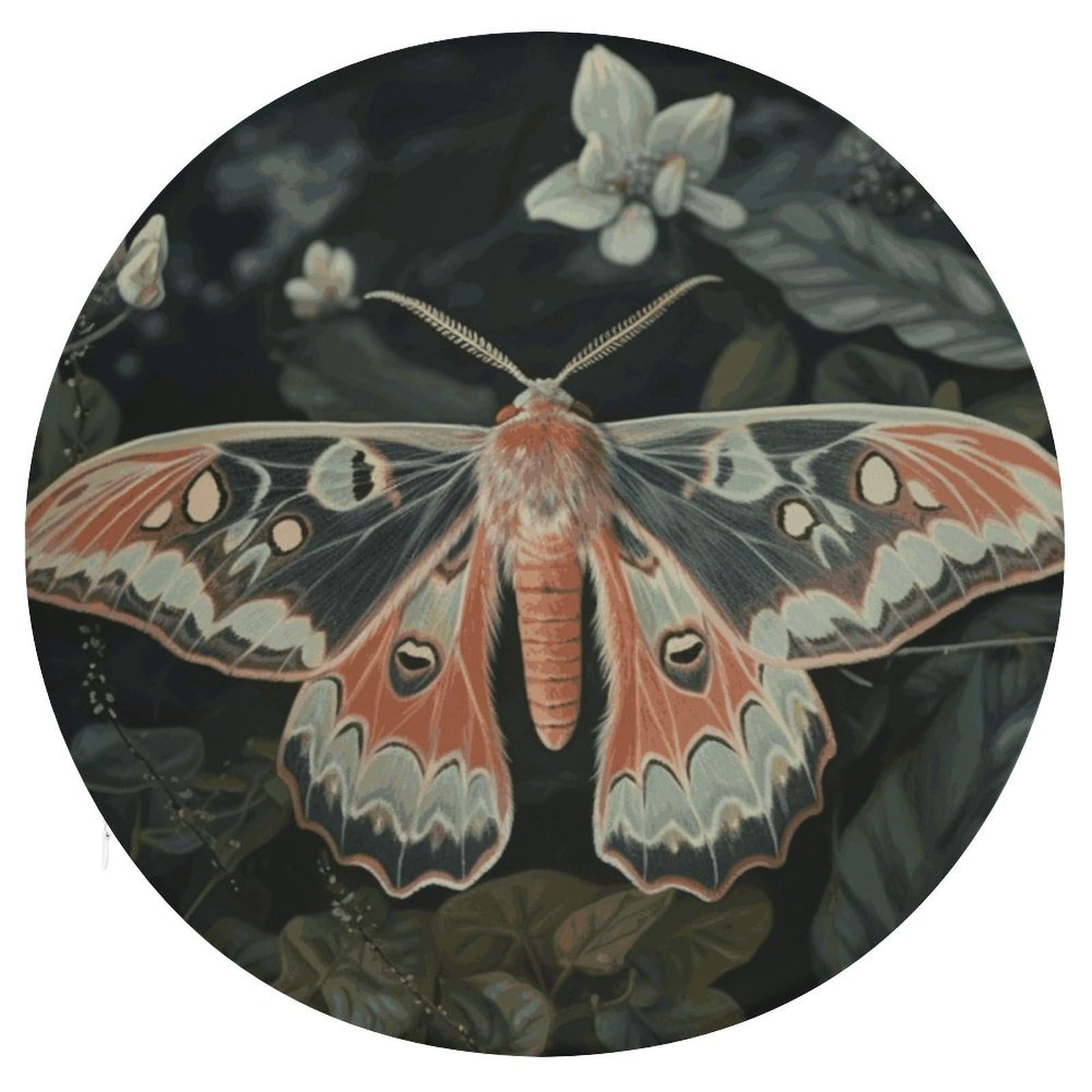 Wsoihfec Style Beautiful Moth Seat Cushion Round Chair Pad