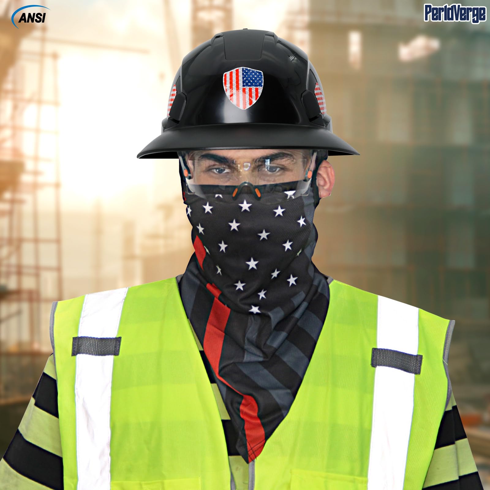 Cascos duros de ala completa, aprobados por la OSHA, con visera ventilada, con polaina para el cuello con trabillas para las orejas, sombreros duros de seguridad para hombres con correa de