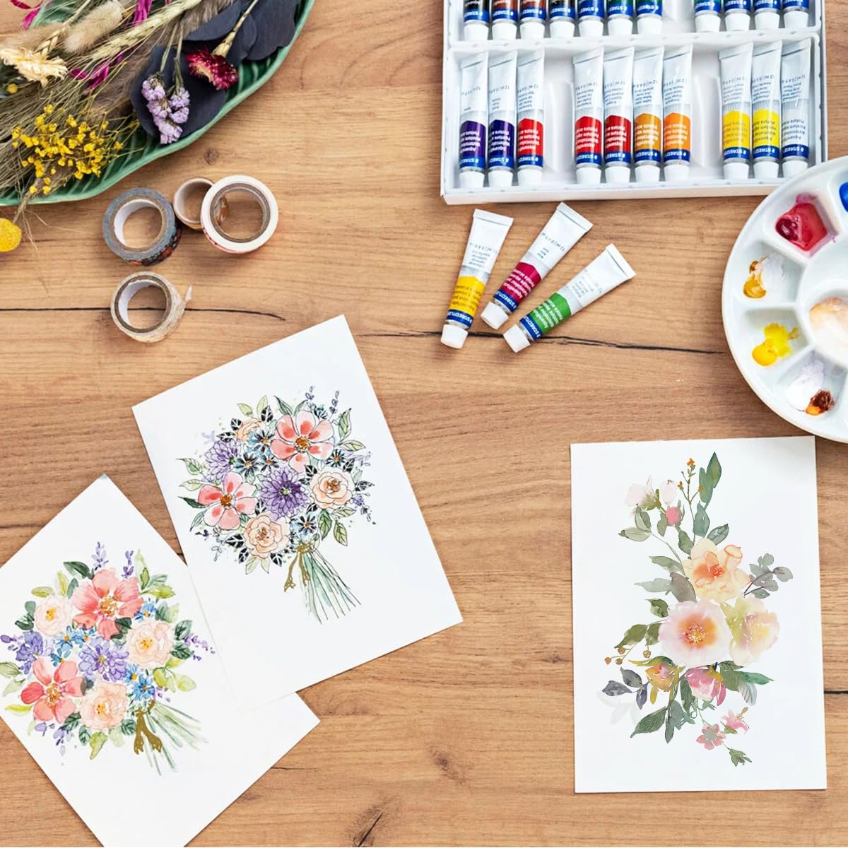 150 Fogli Carta per Acquerello A6 Kit,300 g/m² Fogli Acquerello Carta Cotone,10,2x15,2cm Professionale Watercolor Paper Disegno, per Pittori, Artisti Pittura