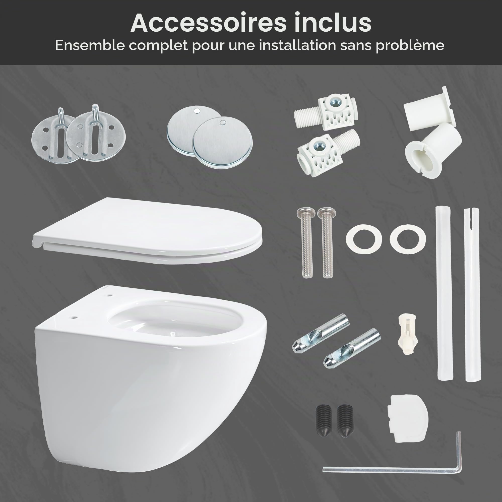 Casta Diva WC Suspendu Sans Bord de Rinçage, Toilette Murale 360° Superspin, Cuve UF, Fermé Complètement, Siège Soft-Close Silencieux, Dimensions 48,5 cm, Idéale pour Salle de Bain & WC Invité