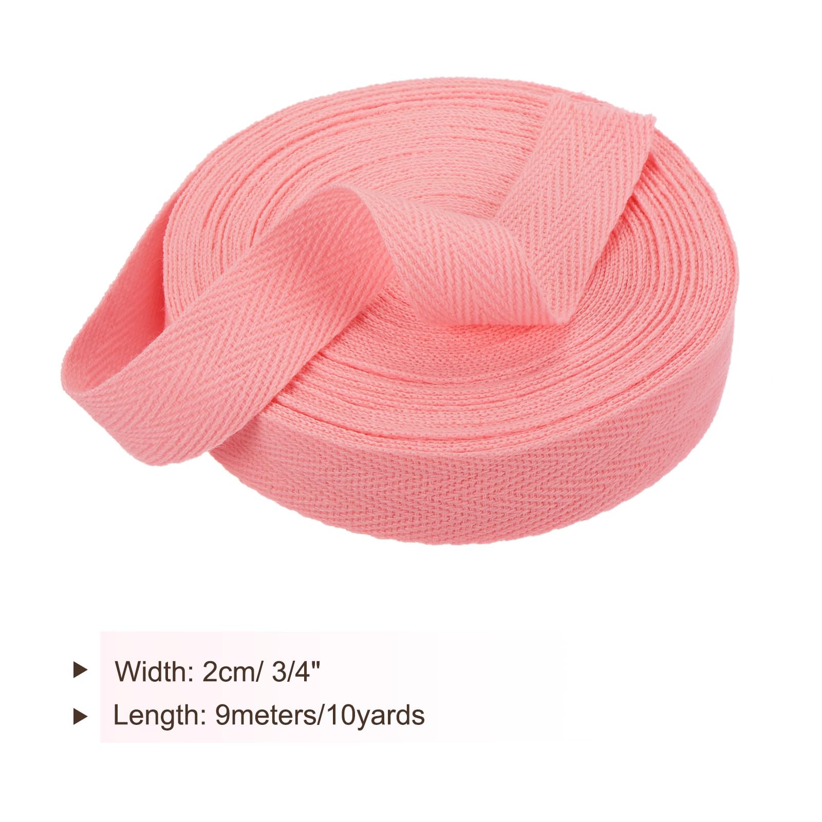PATIKIL Cotton Twill Tape 20mm(3/4") 10 Yards Cotton Ribbon Bias Binding Tape Herringbone Webbing Trim for Sewing Gift Wrapping Craft DIY Pastel Pink - Image 2