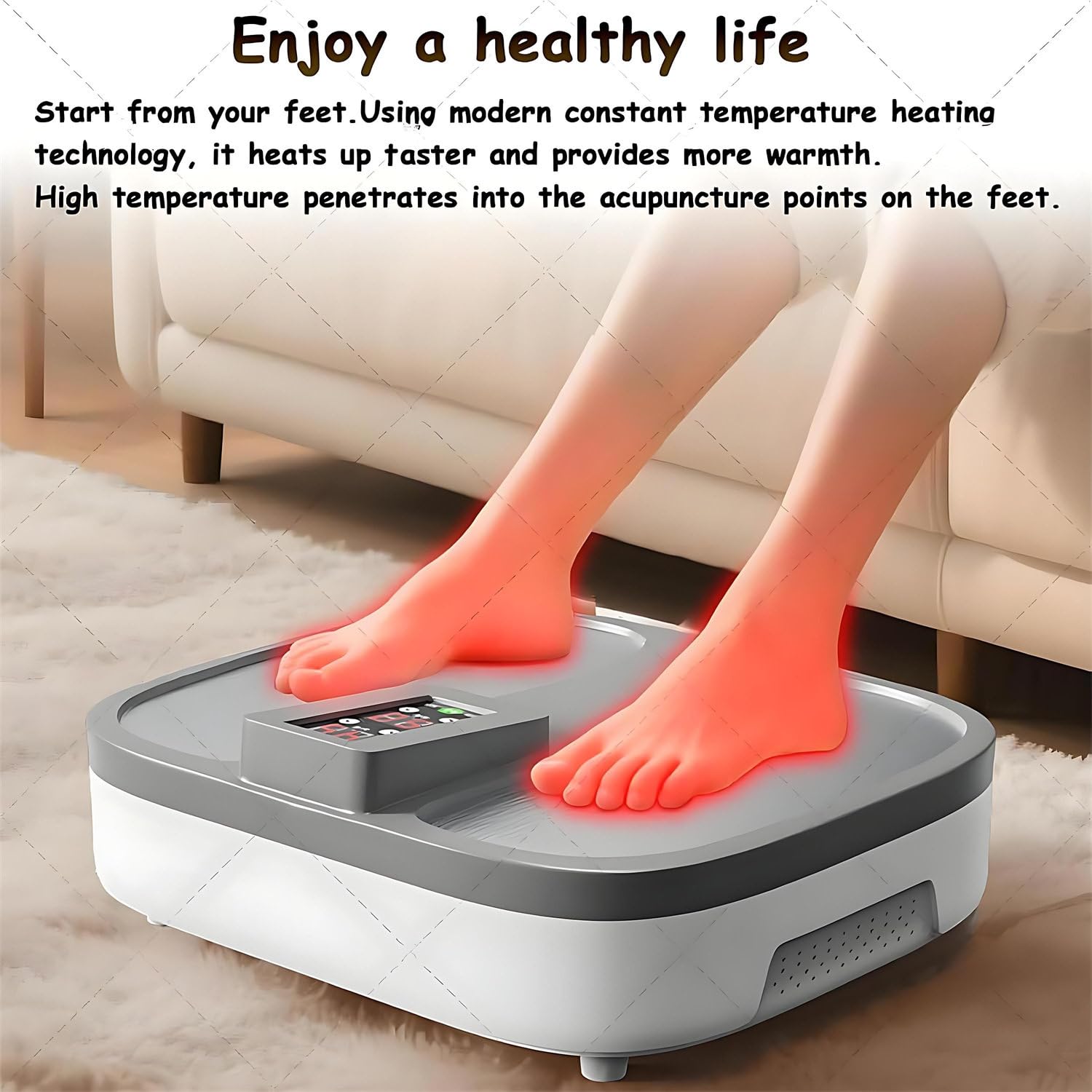 Masajeador eléctrico de pies con calor, amasado Shiatsu para alivio calmante, diseño portátil para uso doméstico