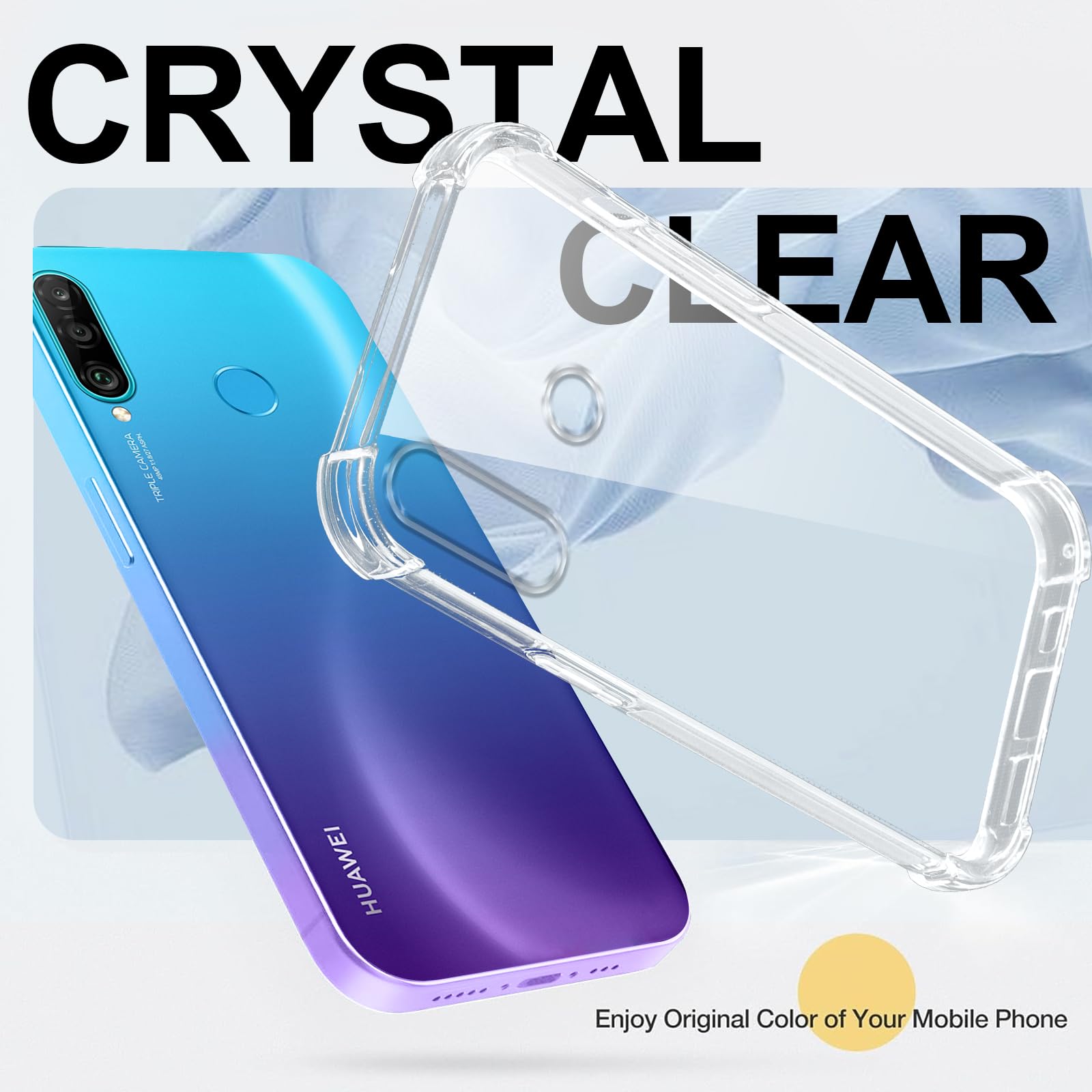 Yoedge Cover Amore Cuore con Cordino per Huawei P30 Lite 6,15 Custodia con Bianco Laccio Tracolla Collana Glitter Love-Heart Cuori Aesthetic Custodie TPU Silicone Nero Case per Huawei P30 Lite