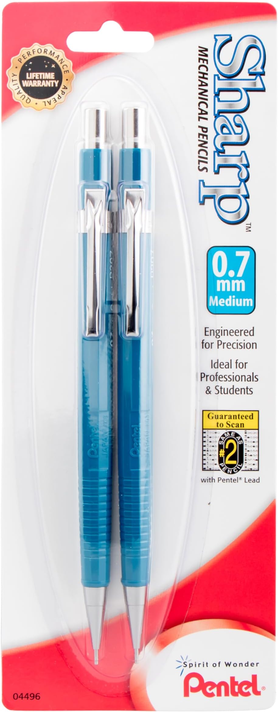 Sharp Automatic Pencil, (0.7mm), Blue Barrels, Pack of 2 (P207BP2-K6)