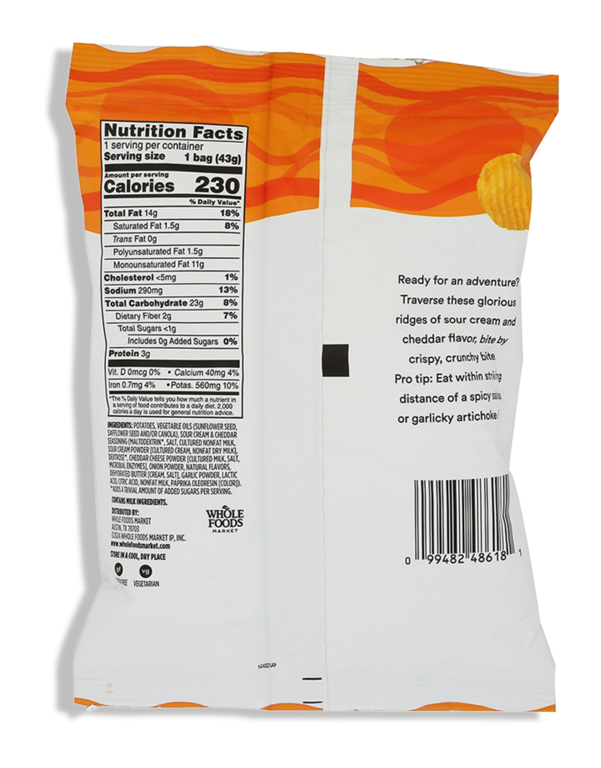 365 by Whole Foods Market Chip Potato Rippled Cheddar Sour Cream Single 1 5 Ounce — view 2