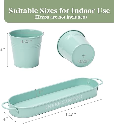 Miniatura 5 de PERFNIQUE Jardín de hierbas para interior, maceta de jardín de hierbas para interiores y exteriores, macetas de granja, jardín de hierbas en el