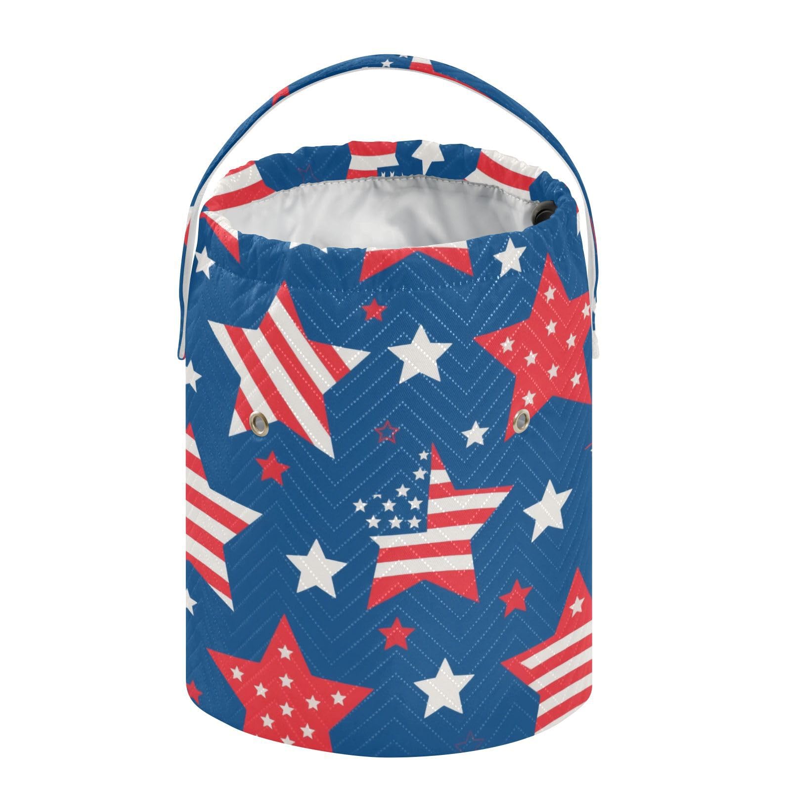 4th of July Independence Day Red and Blue Stars Crochet Bags Crochet Organizer Bag Portable Needle Storage for Yarn Balls Crochet Travel