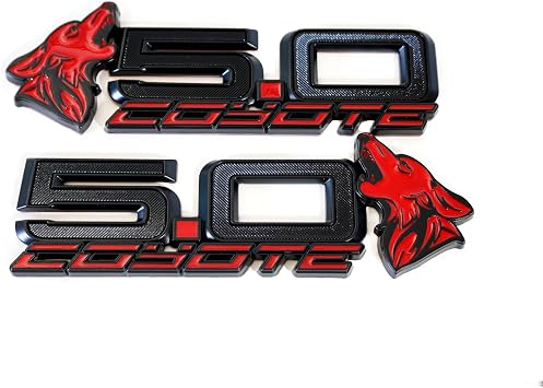 S650 Style Coyote 5.0" Fender Badges Pair Red