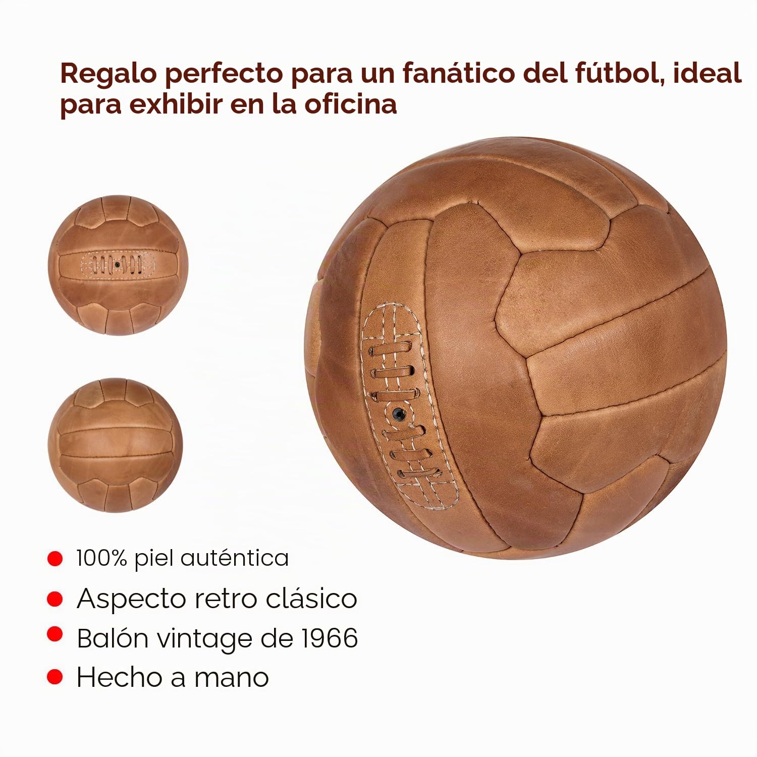 FNine Balón de fútbol Vintage, fútbol de Cuero Antiguo