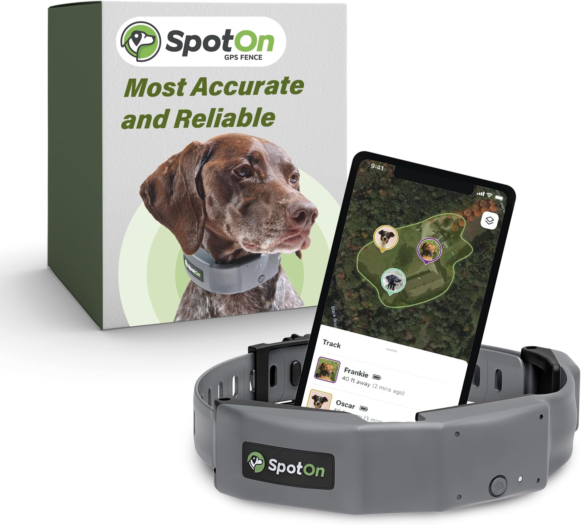 SpotOn GPS Dog Fence & Collar, Wireless, Precise GPS Location, Unlimited Fences, No Acreage