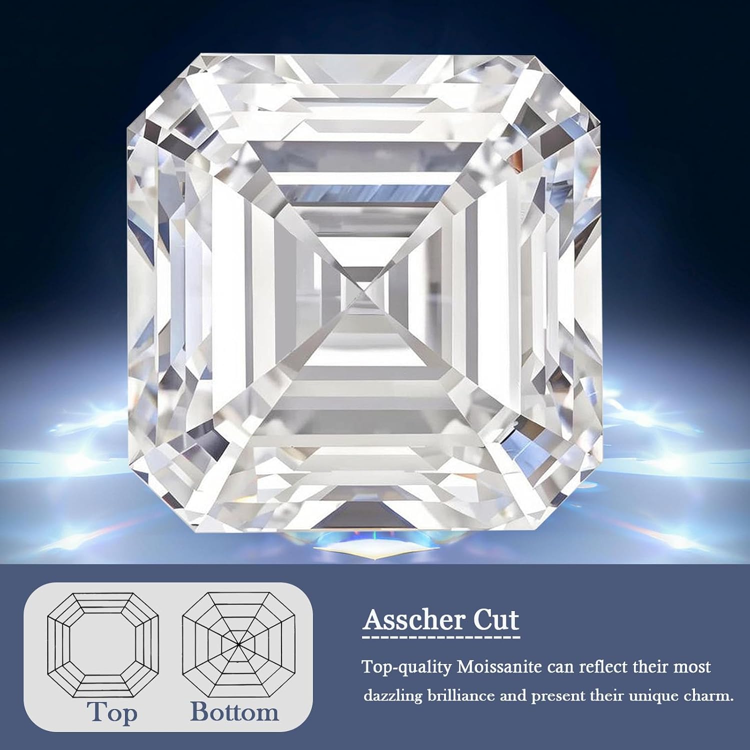 Moissanite Loose Stone 0.4-5 Carat D Color VVS1 Clarity Asscher Cut Moissanite Gemstones with GRA Certificate for Diamond Jewelry Making