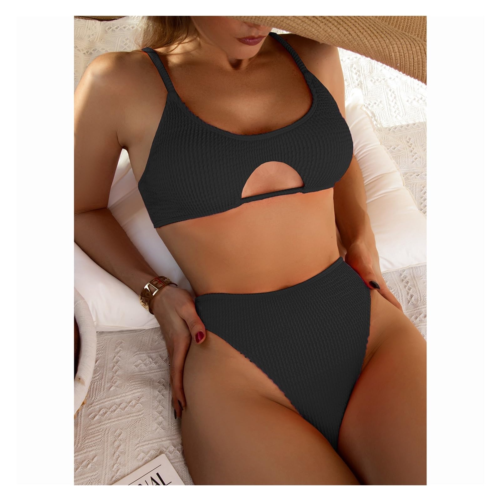 Costume da Bagno Donna Sexy Bikini Push Up Costume da Bagno Solido Costume da Bagno Femminile A Vita Alta Perizoma Bikini Brasiliano Costume da Bagno Donna