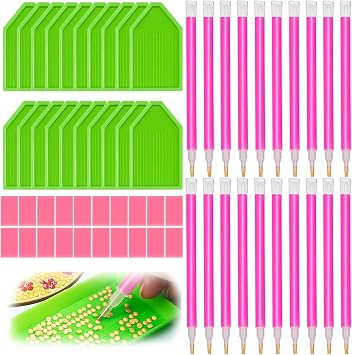 SYWHXY 30PCS Diamond Art Painting Tools 5D Diamond Art Wax Accessories with 10 Drill Pen Grip Tray, Diamonds Painting Kits for Kids Adults DIY Paintings Crafts